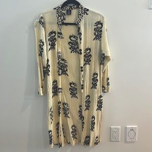 HILLTRIBE dragon crème kimono | Buttons up | size XL